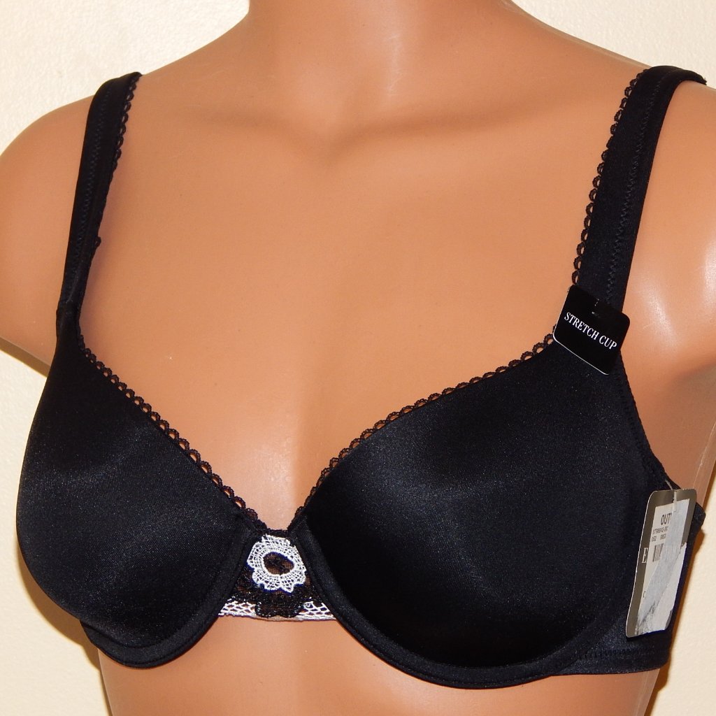 Ellen Tracy Bra 34-C Black Contour Lined Stretch Cup Nwt